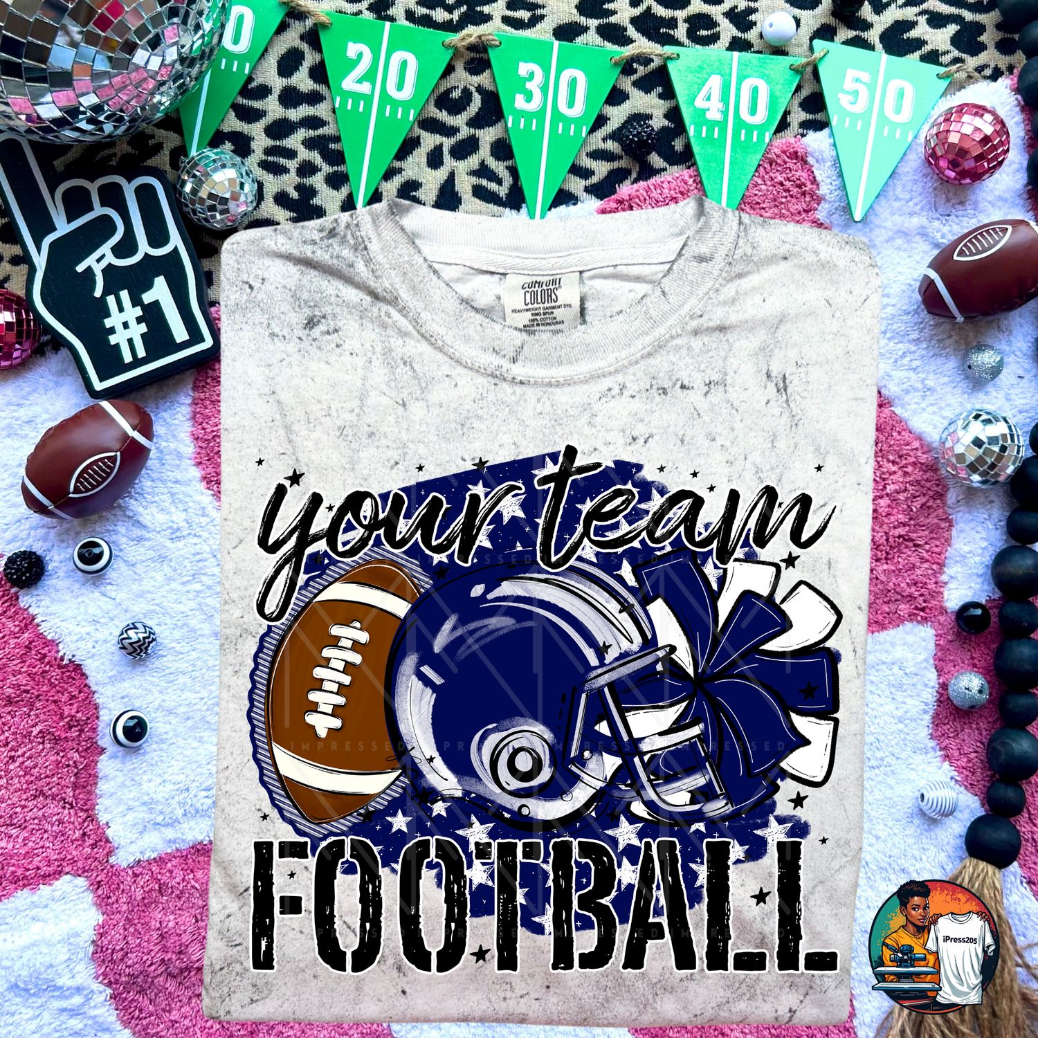 Preppy football and stars shirt