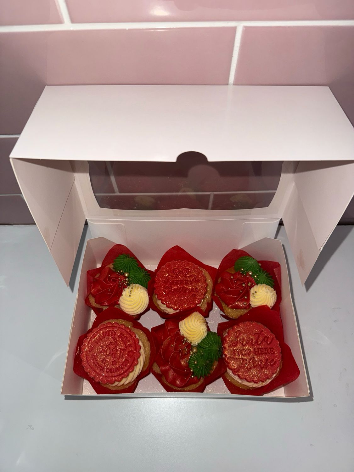 Six Vanilla Christmas Cupcakes - £18 Total, £8 Deposit, £10 On Collection