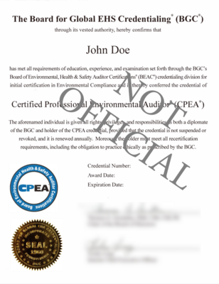 CPEA Certificate