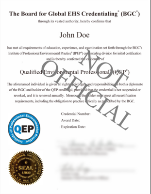 QEP Certificate