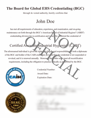 CAIH Certificate