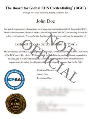 CPSA Certificate
