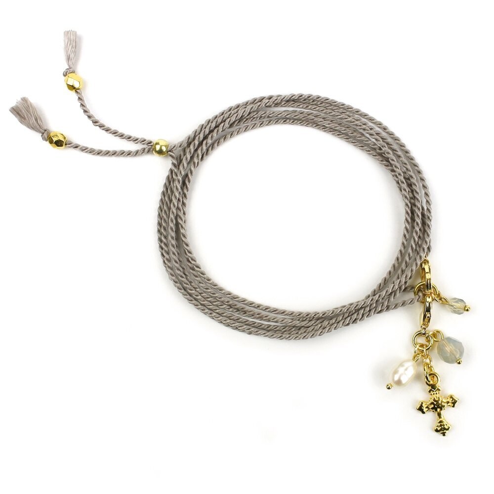 Feines SEIDEN-Armband   I   grau