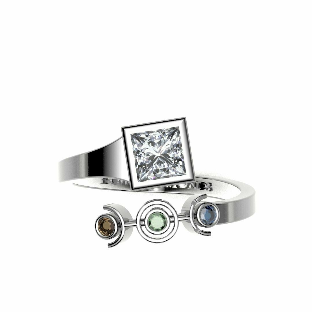 Bow Diamonds 0.50ct Princess Cut Unite Diamond Ring
