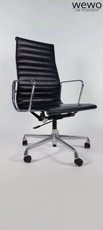 Vitra, Charles, Eames, EA 119, Chair schwarz Alu , Leder, Stuhl Vitra, Charles, Eames, EA 119, Chair schwarz Alu , Leder, Stuhl