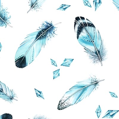 Blue Boho Feathers