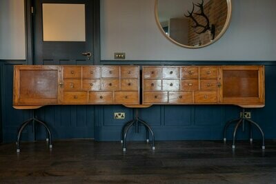 Pair of Oak Fronted Apothecary Cabinets