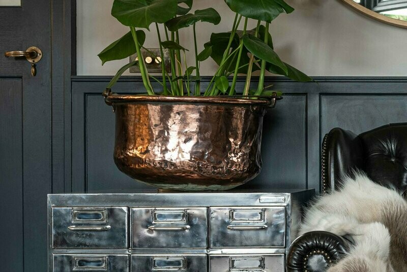 Large Copper & Wrought Iron Cauldron