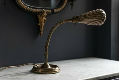 Goose Neck Clam Shell Brass Desk Lamp