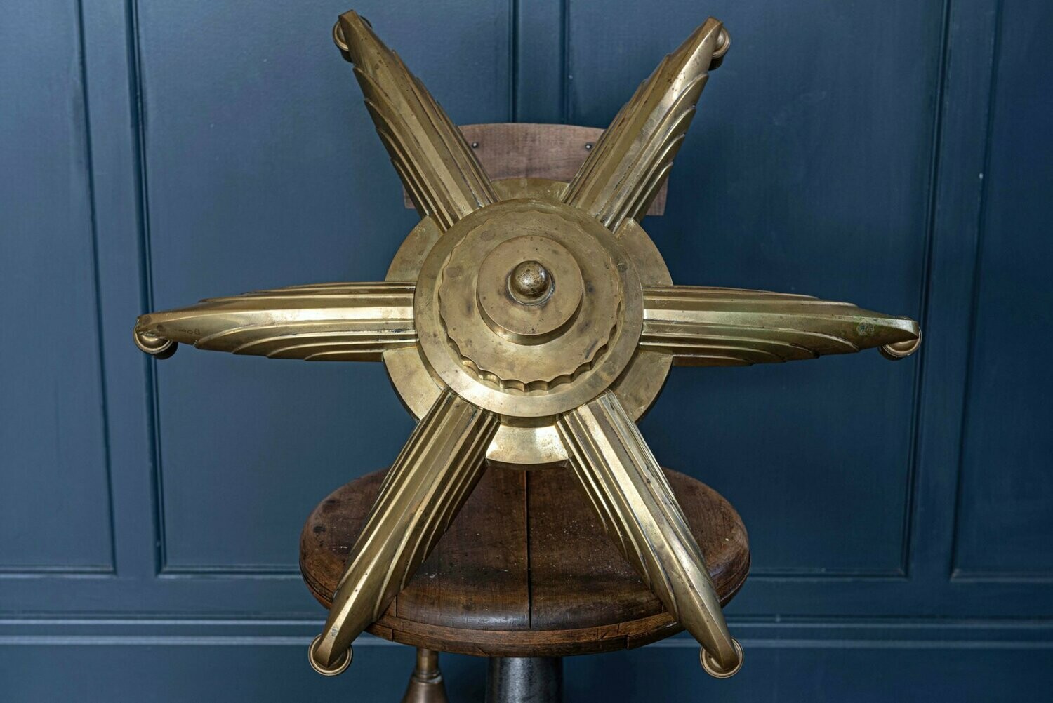 Art deco Brass 6 Arm Chandelier