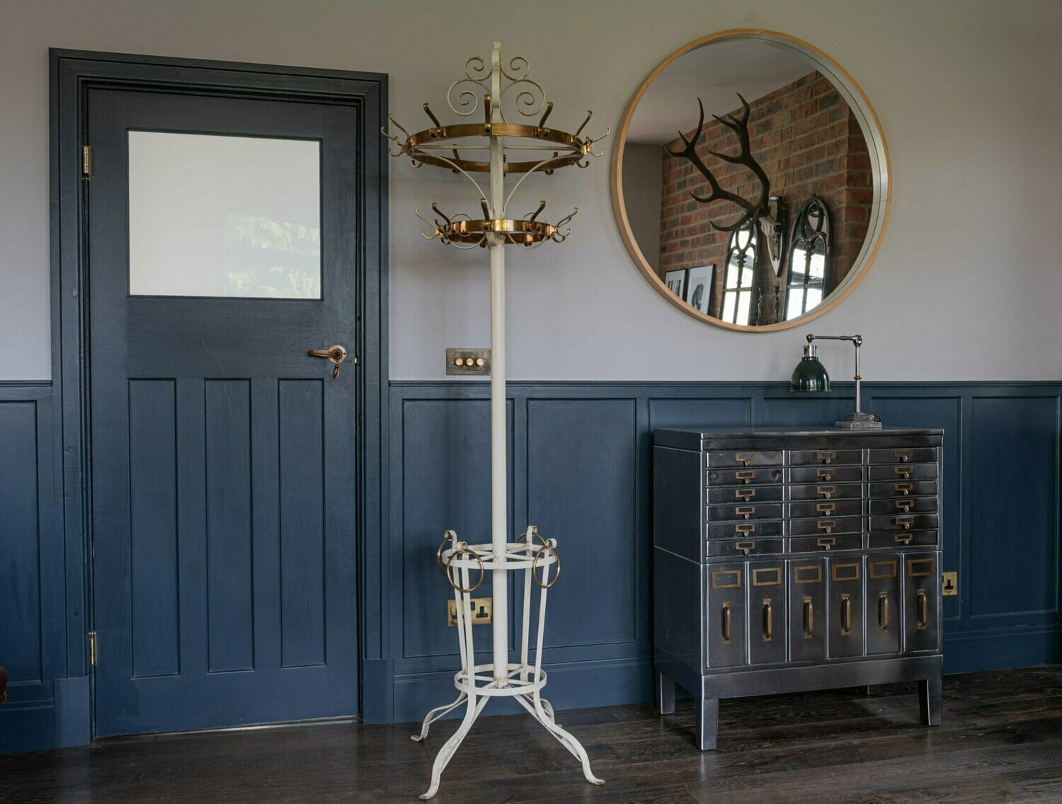 Oversized Revolving Brass & Wrought Iron Coat, Hat and Umbrella Stand