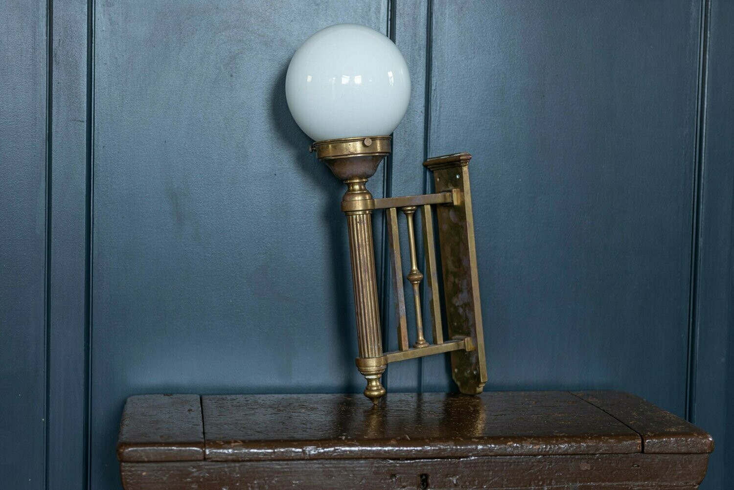GEC Brass with Opaline Globe Wall Lamp