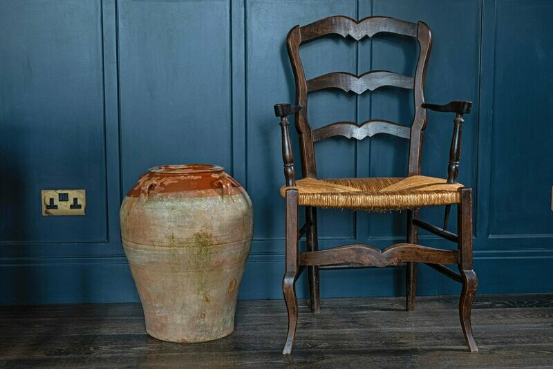 Large Spanish Terracotta Glazed Olive Urn