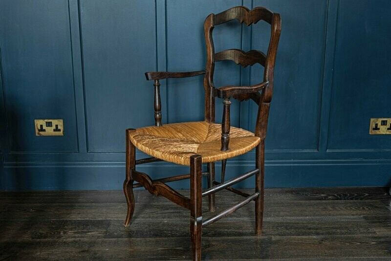 French Rush Seat Carver Fireside Chair