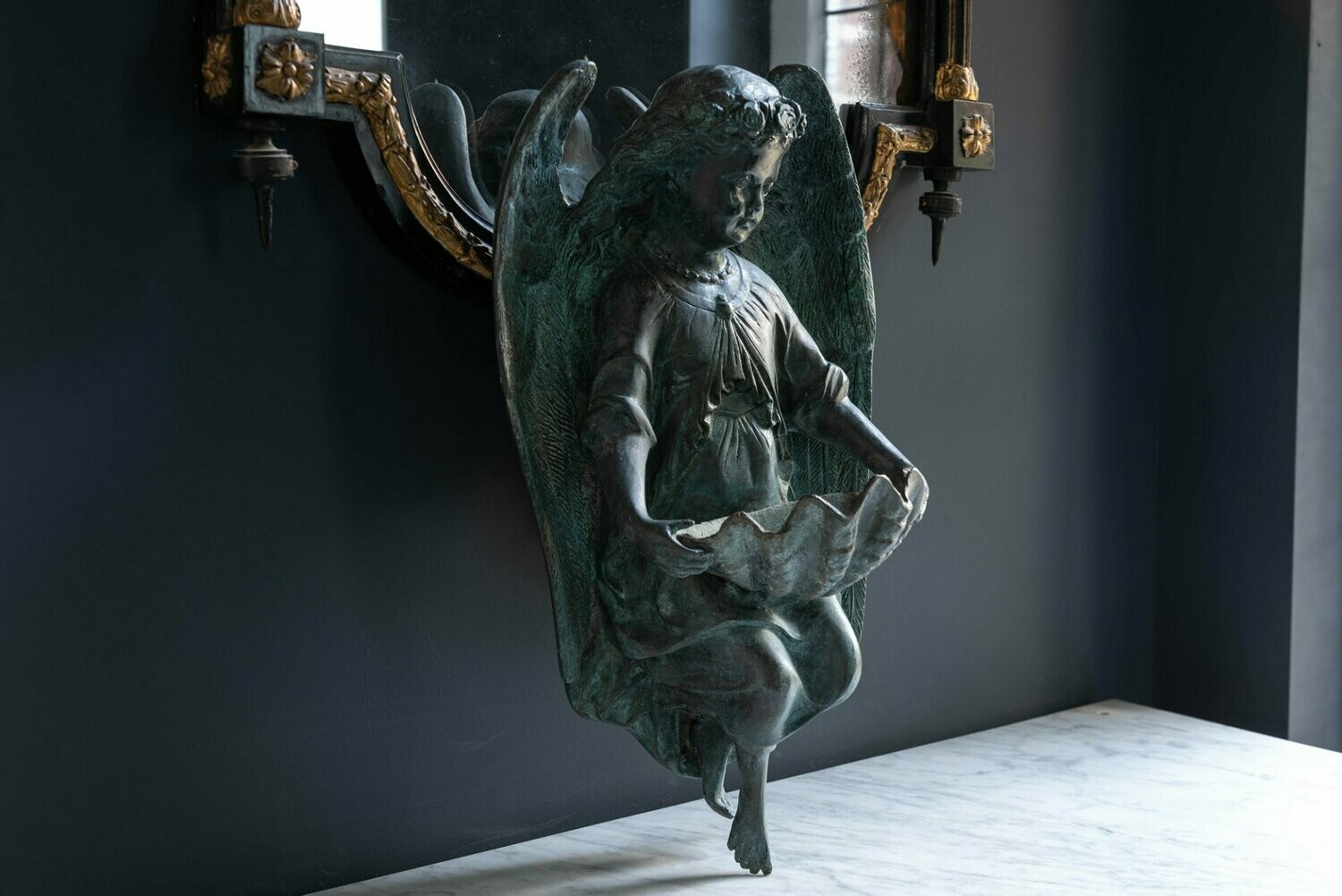 French Bronze Angel Stoup After Dumaige 1838