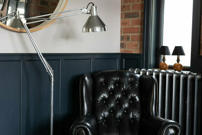 Herbert Terry Polished Anglepoise Trolley Floor Lamp