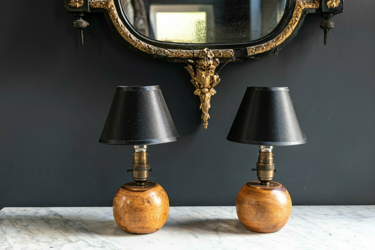 Pair of Belgium Boule Table Lamps