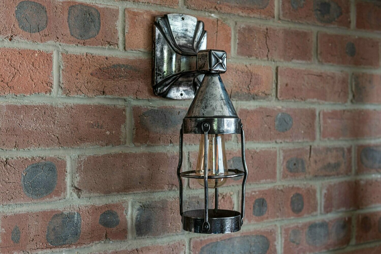 Polished Cast Iron Outdoor Cage Lamp