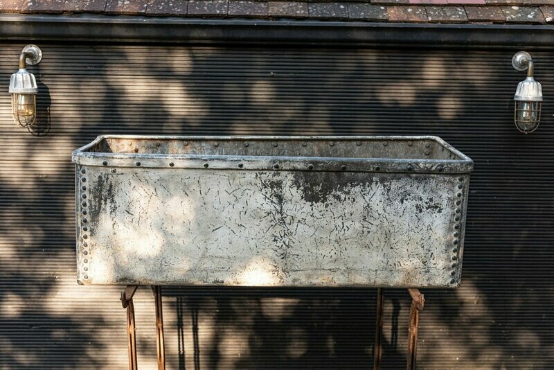 Large Galvanised Painted Riveted Cattle Trough