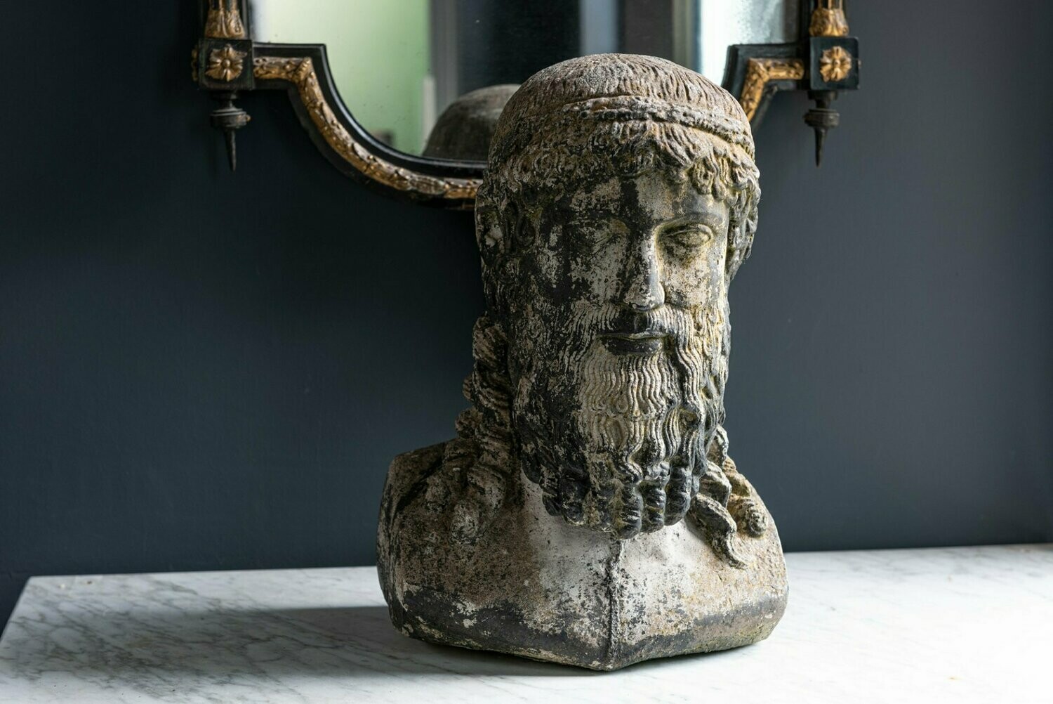 Late 19th Century Cast Stone Bust of Zeus/Poseidon