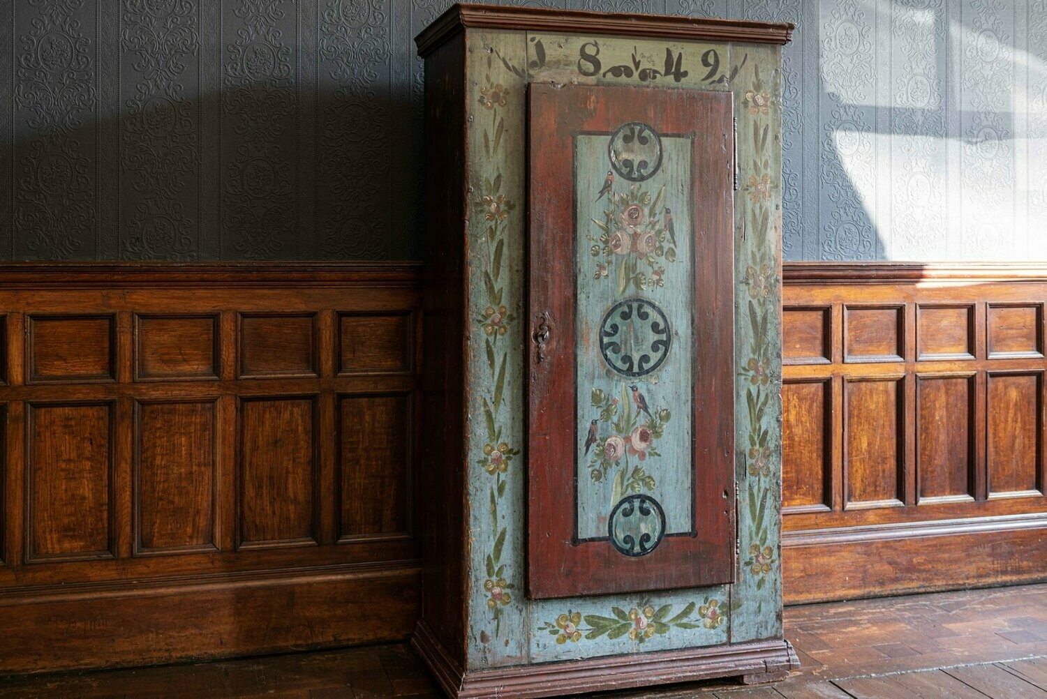 Mid-19th Century French Hand Painted Cupboard, 1849