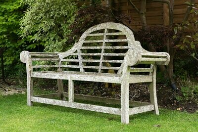 Silvered & Lichened Lutyens Style Teak Garden Bench
