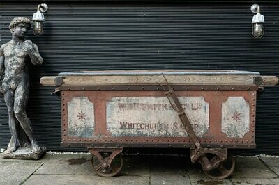 Riveted 'W.H.Smith of Whitchurch' Galvanised Cheese Vat Cart. Circa 1870