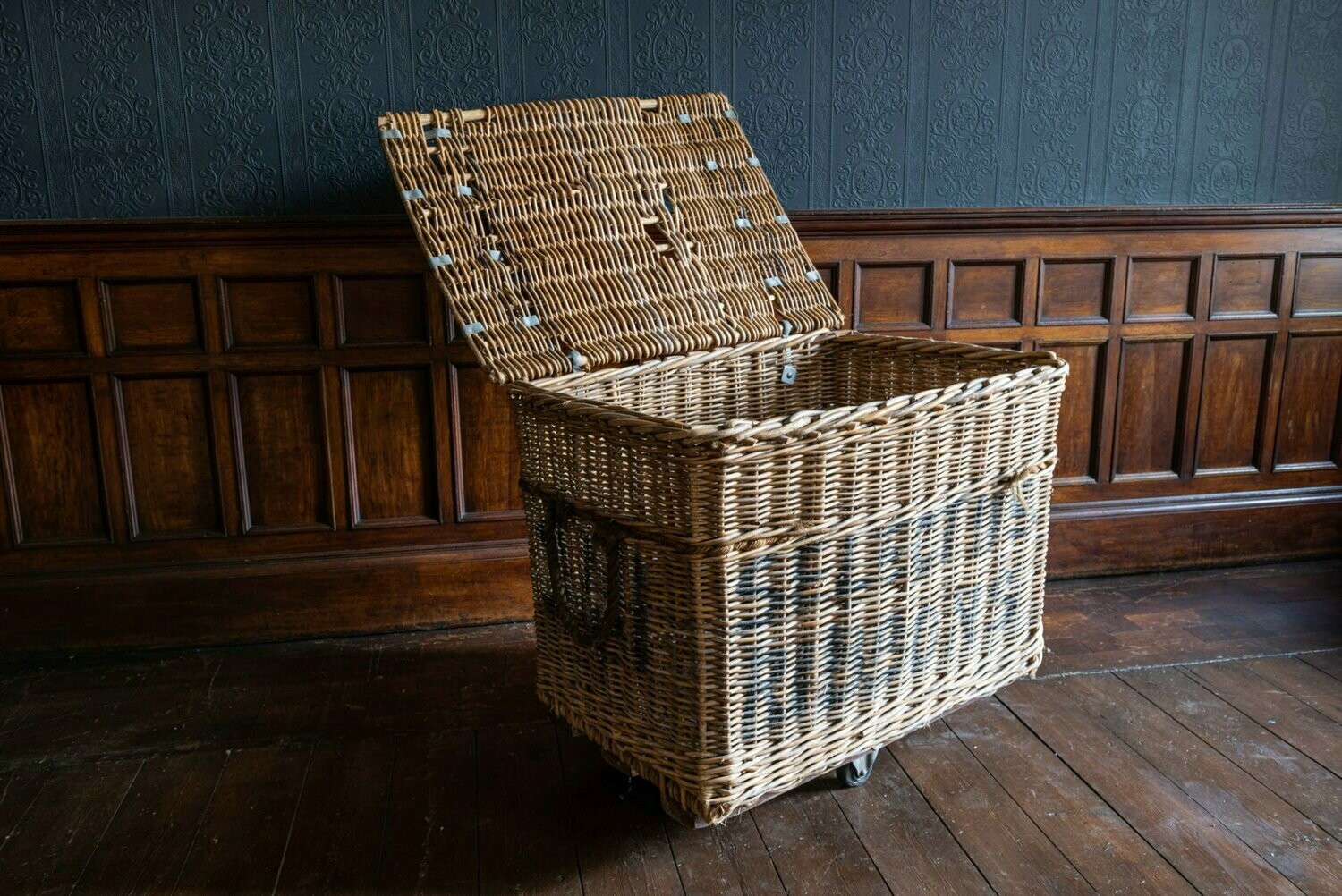 Oversized Industrial Wicker Mill Cart  'Arthur Craven Manchester'