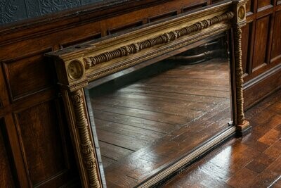 English 19th Century Gilt & Ebonized Bevelled Overmantle Mirror