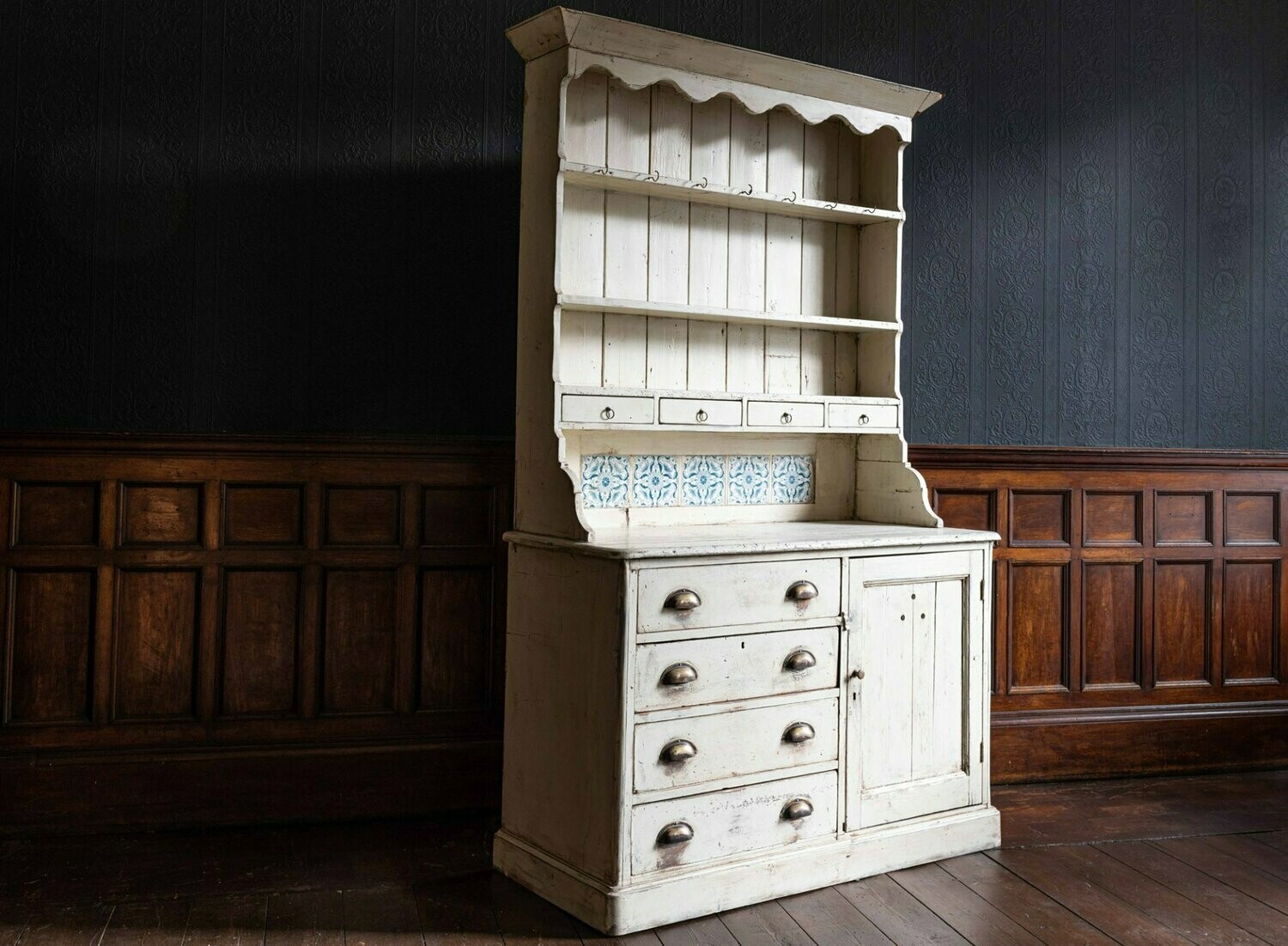 19thC Painted Pine Welsh Dresser