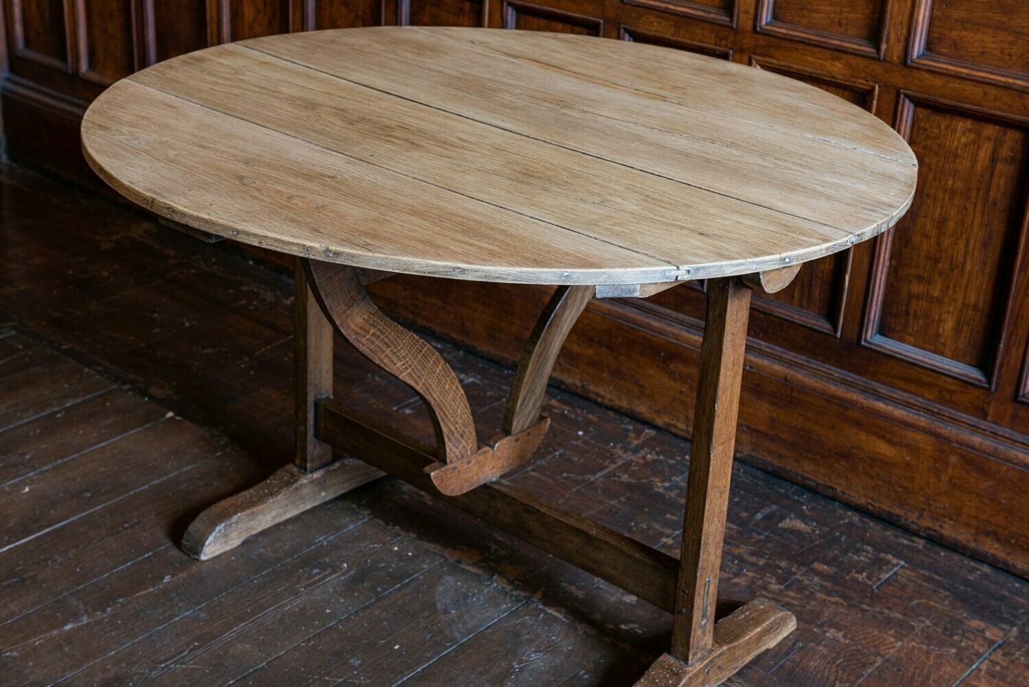 19th.C French 4 Plank Oak Vendange Table