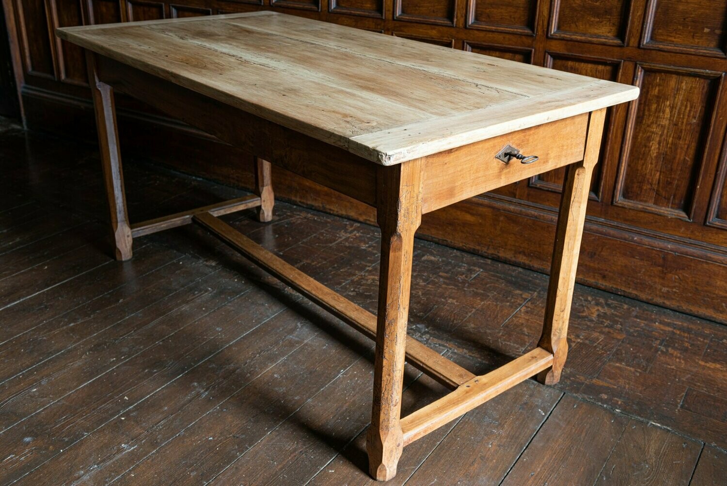 19thC French Three Plank Chestnut Farmhouse Table