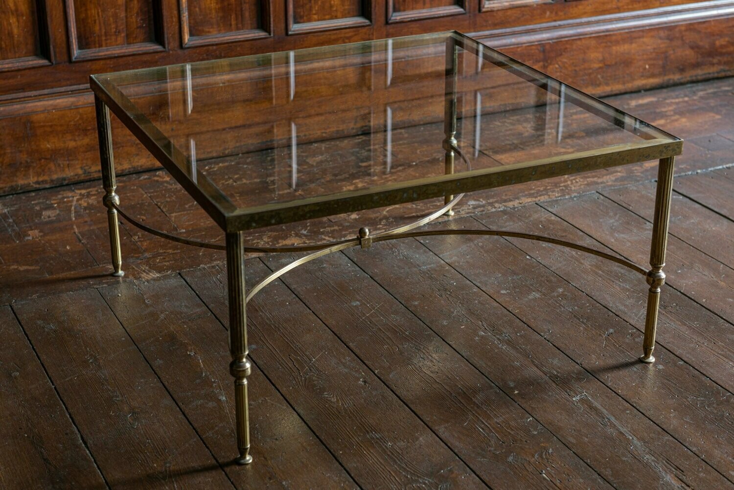 Mid Century Modern Square Brass Coffee Table