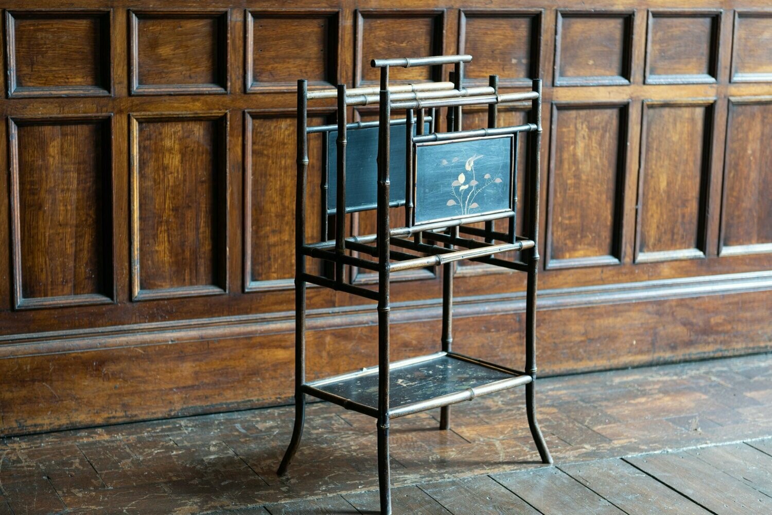 19thC Bamboo & Lacquer Magazine Stand