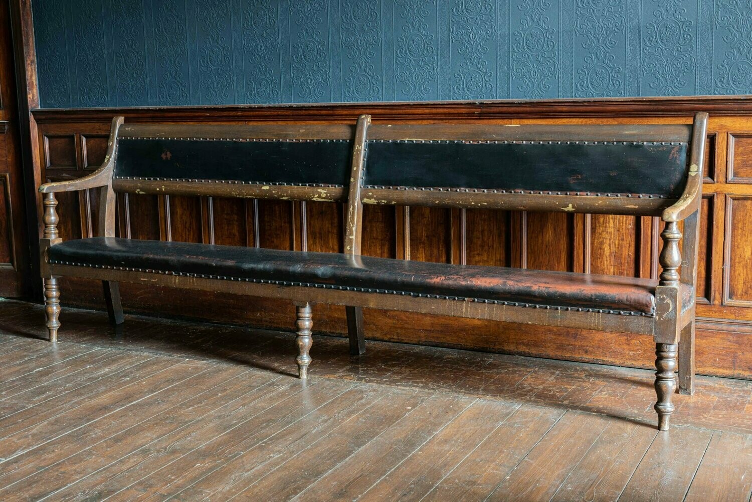 19thC English Waiting Room / Tavern Bench