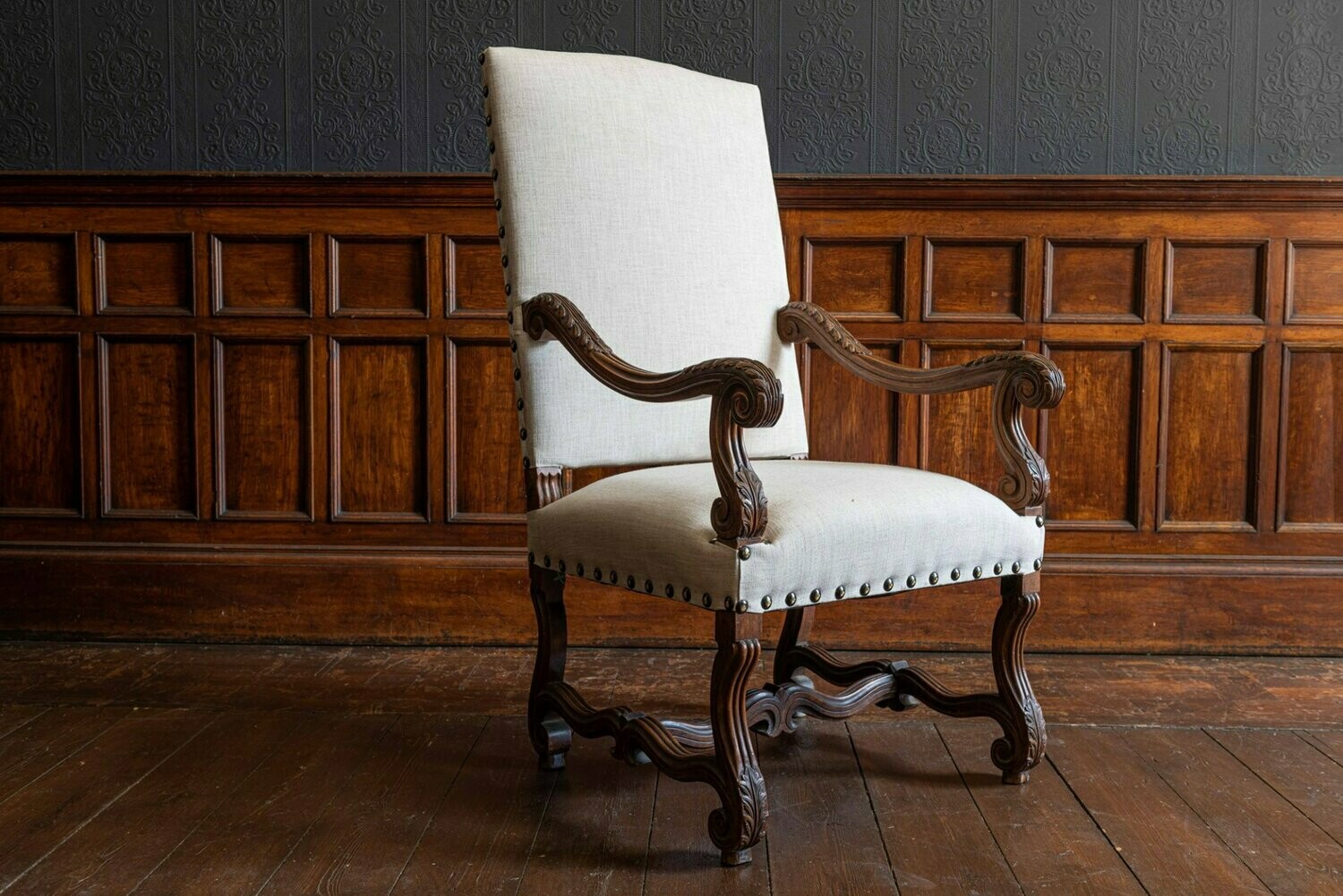 19thC French Mahogany Louis XIV Style Armchair