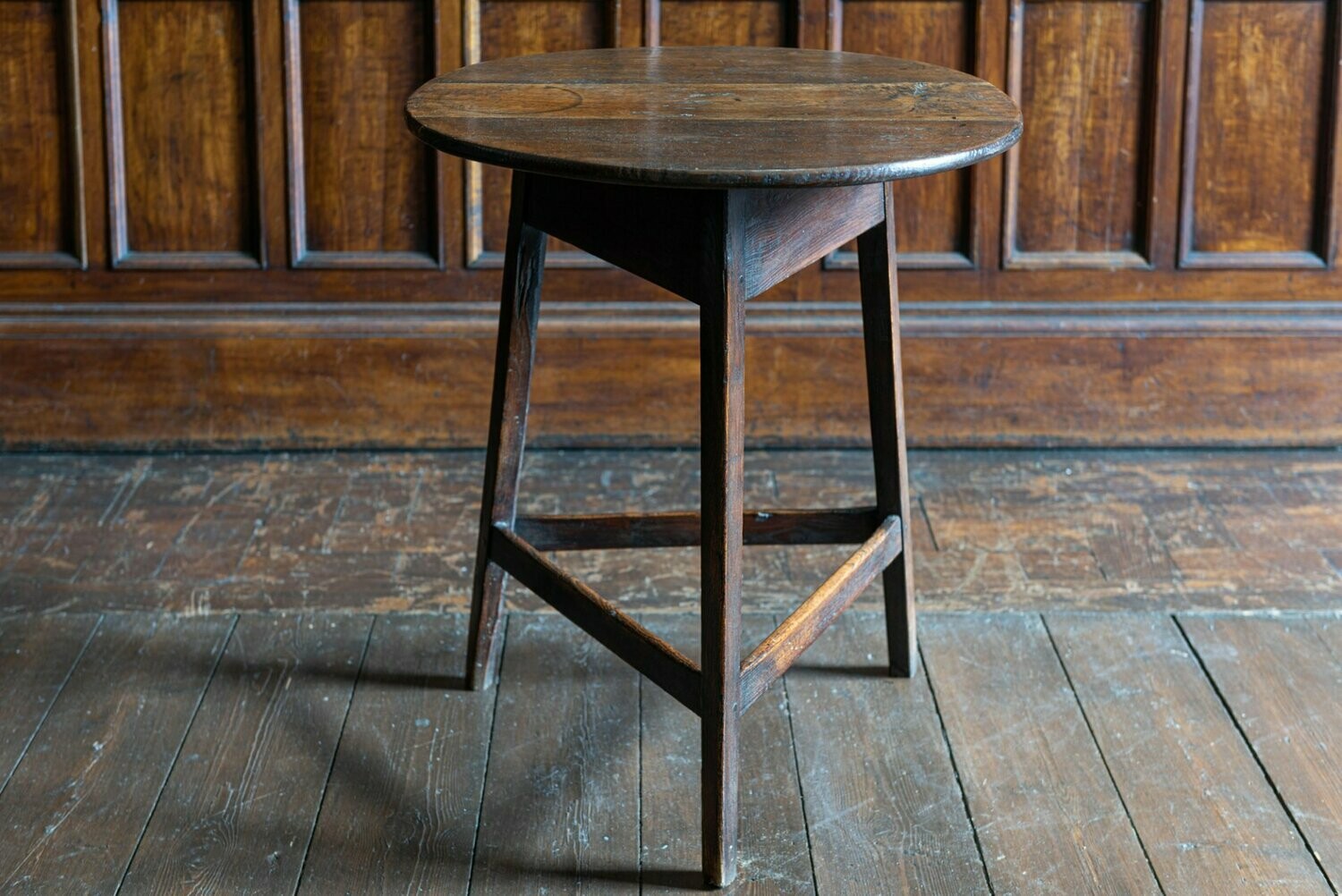 Early 19thC Oak 3 plank Cricket Table