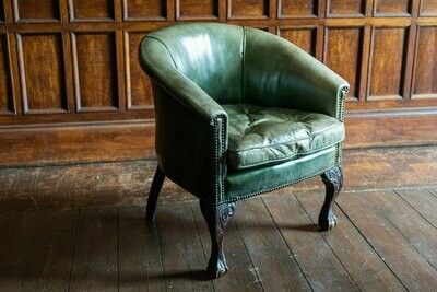 Studded Leather & Mahogany Tub Chair