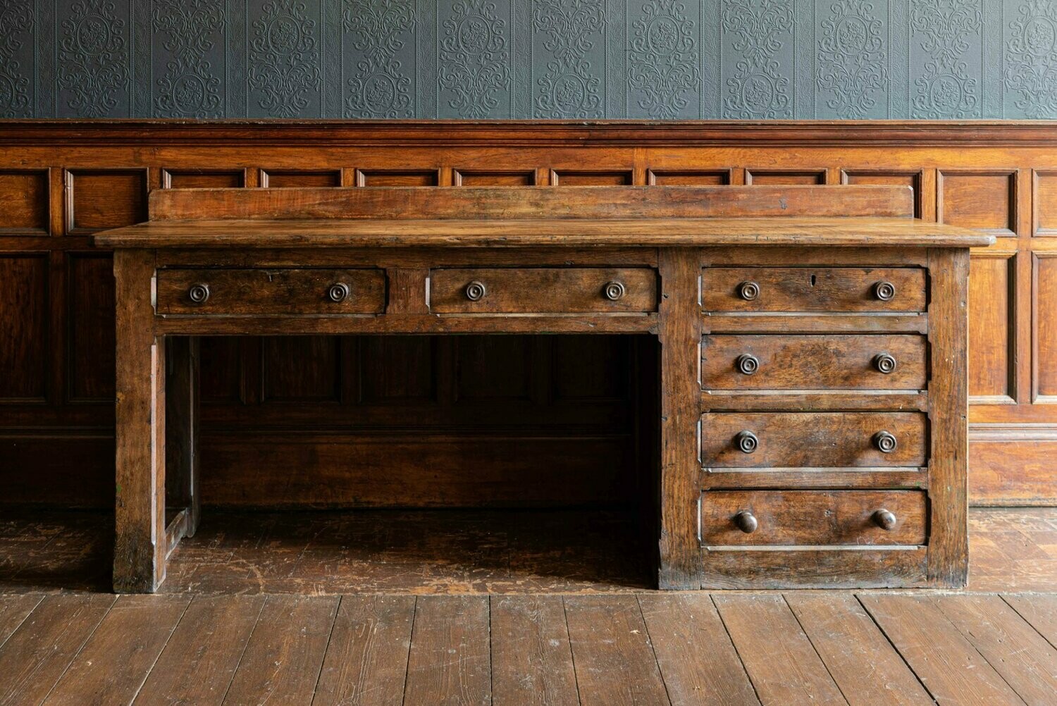 English 19thC Oak Church Prep Table Counter