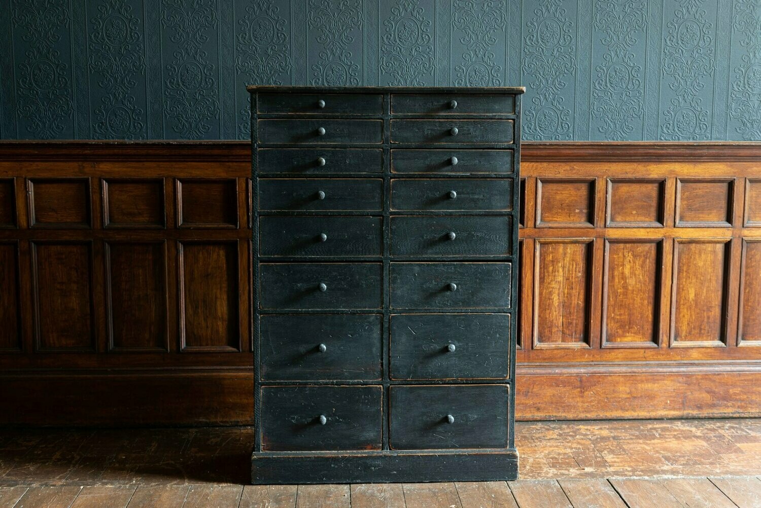 Ebonised & Graduated Bank of Workshop Drawers