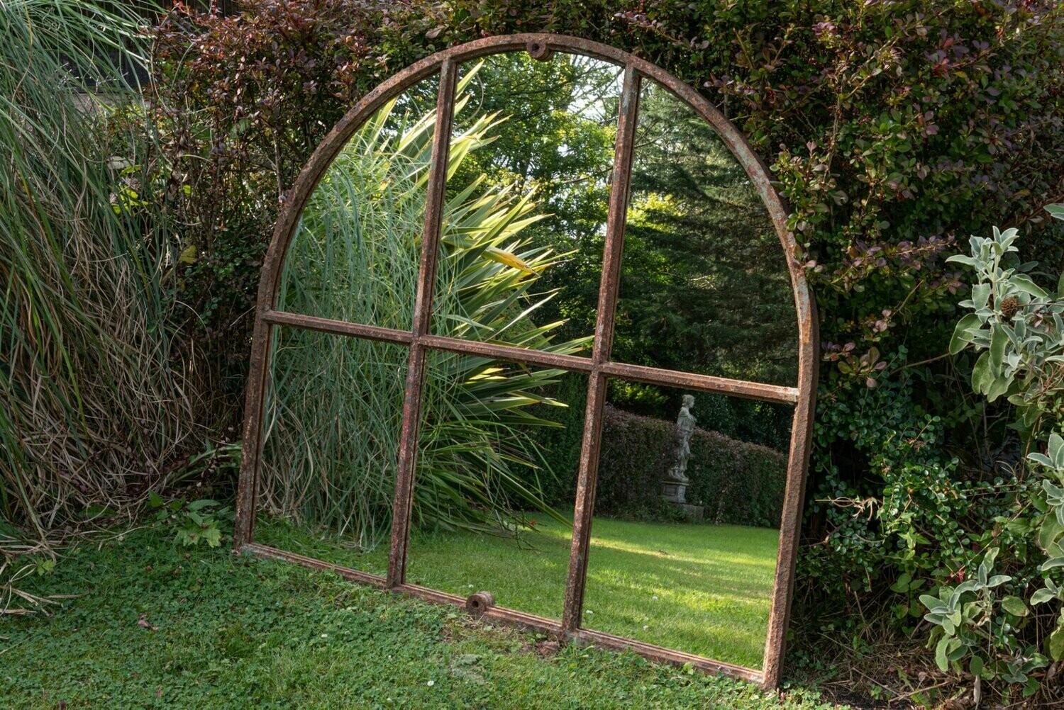 19thC Cast Iron Arched Window Mirror