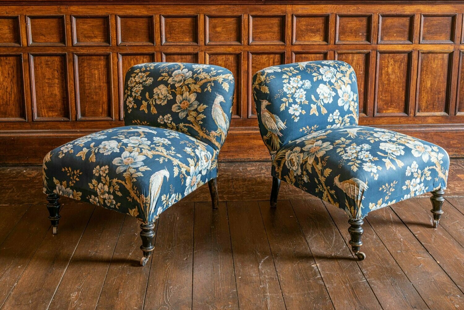 19thC Pair of Napoleon III Slipper Chairs