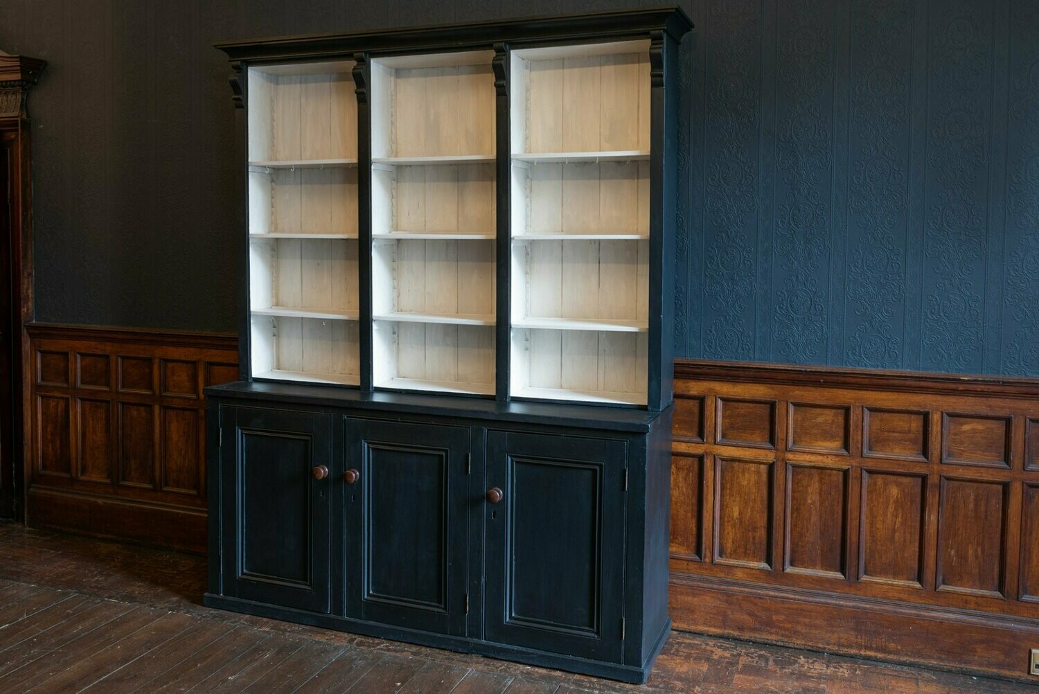 19thC English Ebonised Bookcase, Dresser