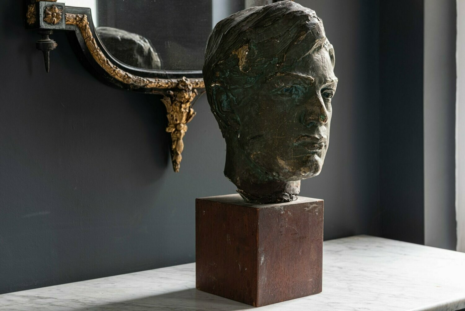 Plaster Bronze Painted Bust