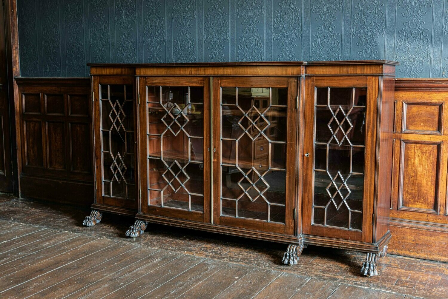 Country House Mahogany Breakfront Bookcase