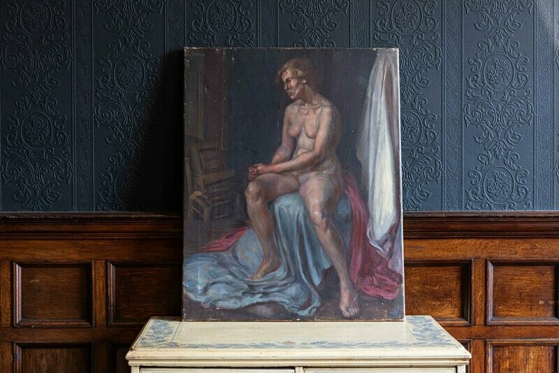 Alys Woodman 'Painting From Life' Nude Oil Painting