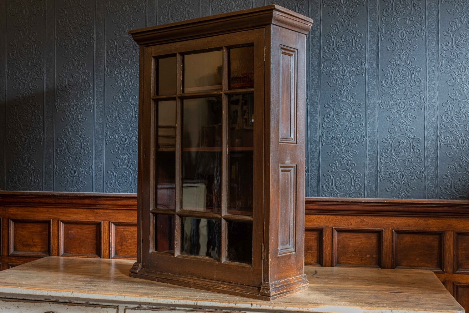 19thC English Glazed Wall Cabinet
