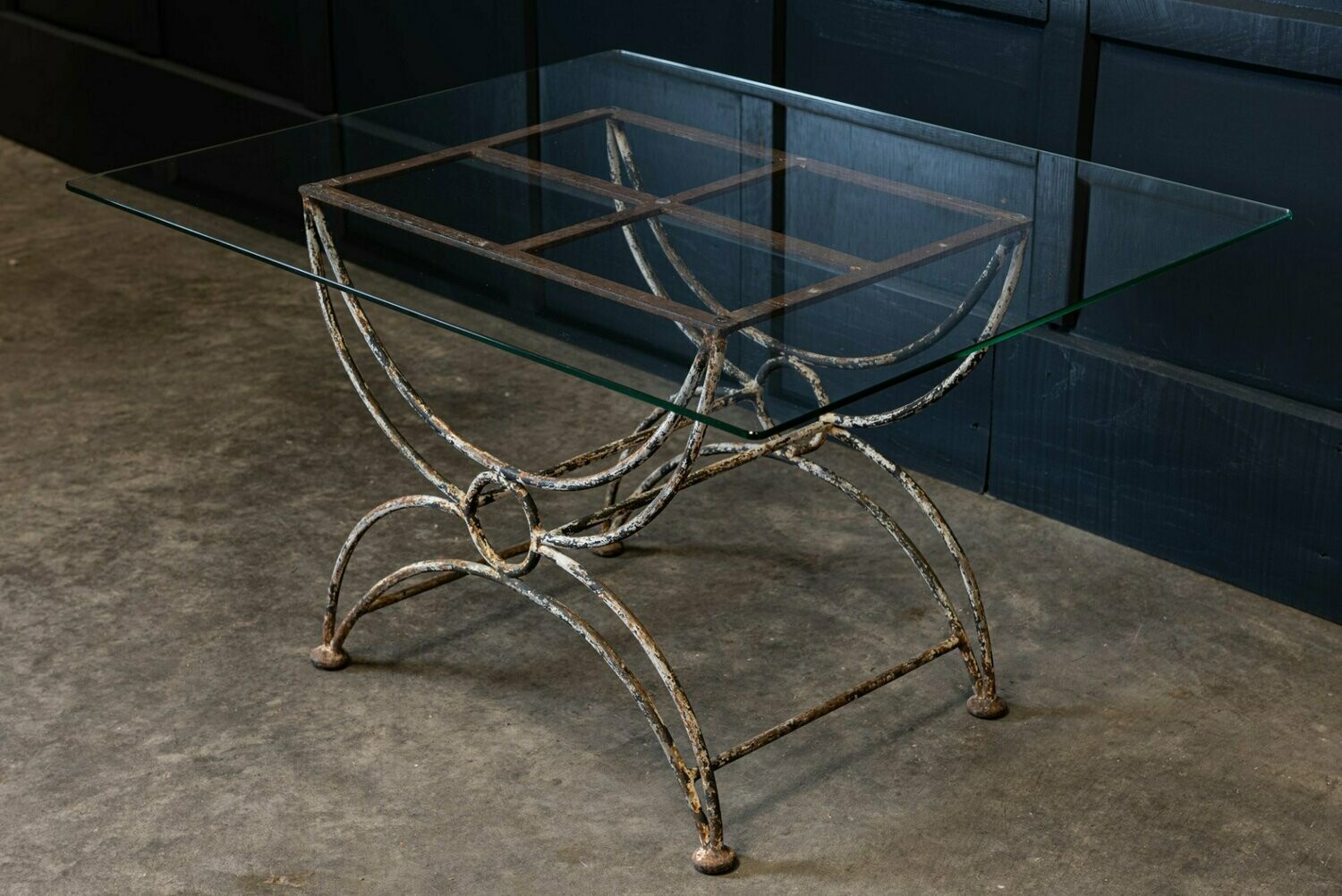 Painted Wrought Iron & Glass Coffee - Side Table