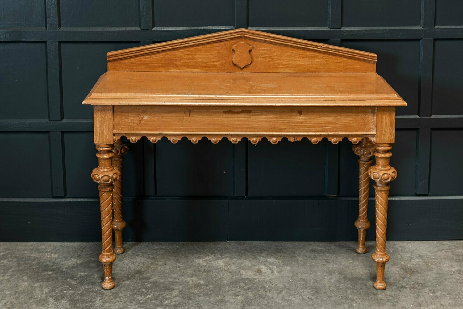 19thC Oak Painted Gothic Console Table