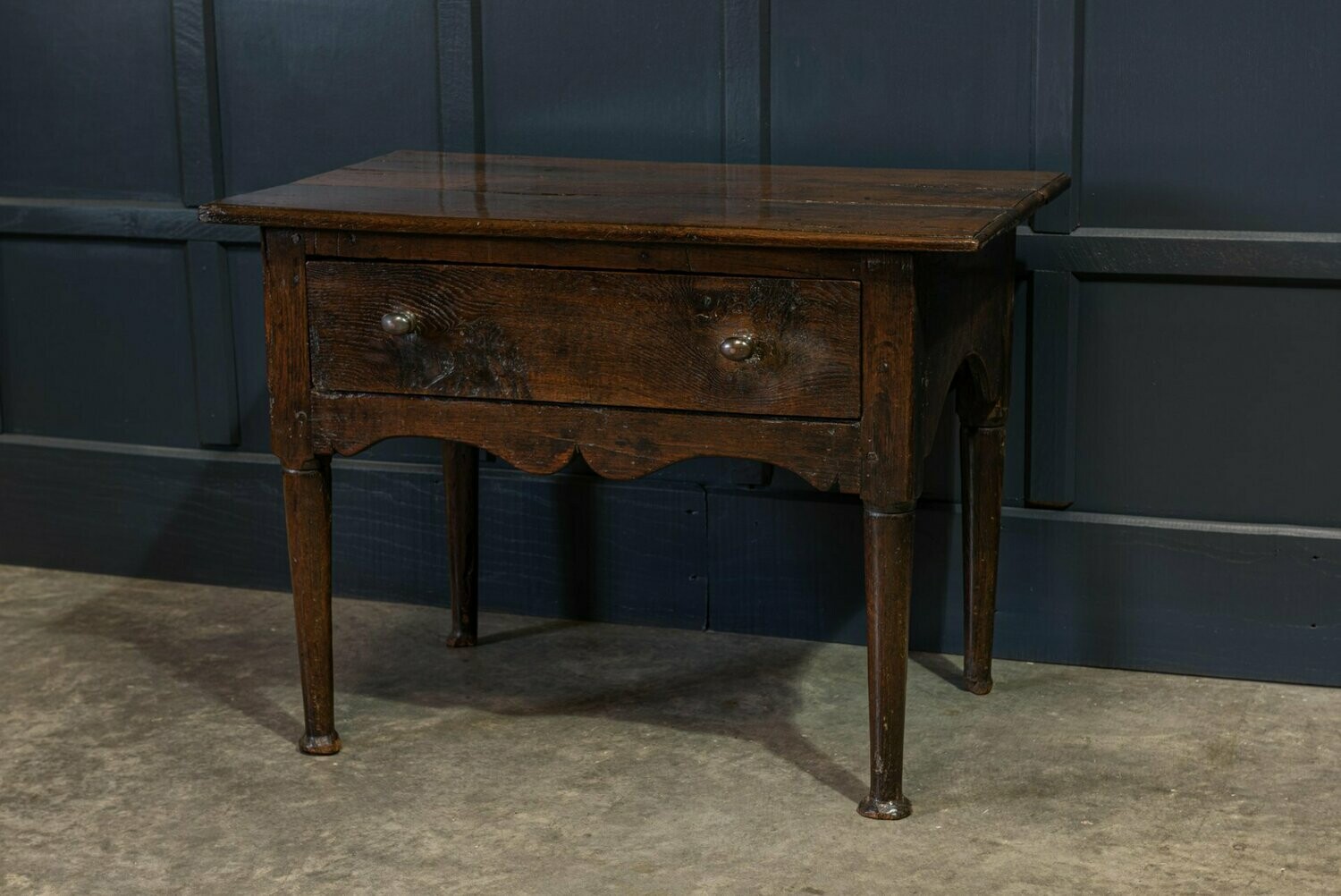 18thC English Country Oak Lowboy Side Table
